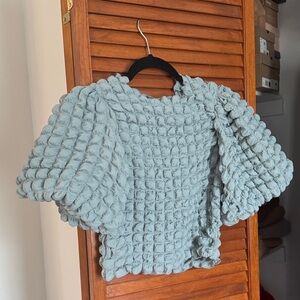 Textured Puff-Sleeve Top